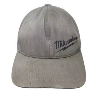 Milwaukee Baseball Cap Gray XL Fitted Hat Flexfit Embroidered Logo Stretch
